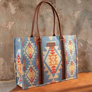 Wrangler Aztec Western Tote Bag – Blue/Multicolor